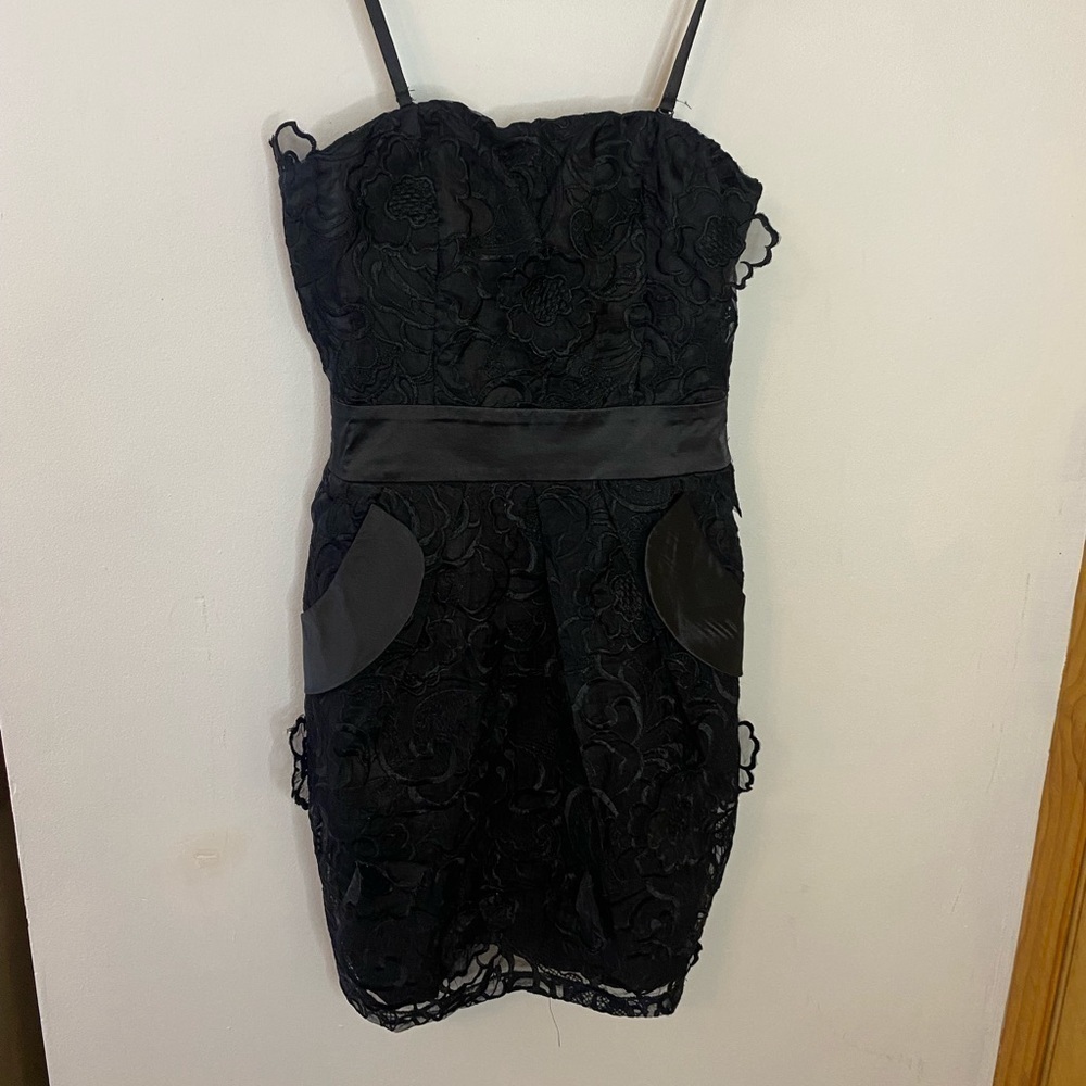 NWT Lucy Paris Black Lace Appliqué Cocktail Dress - Picture 15 of 16